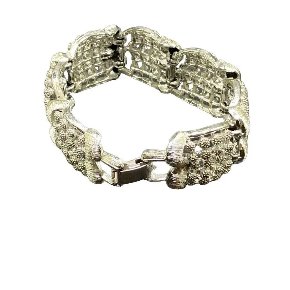 Vintage Pegasus Coro Silver Tone Panel Link Bracelet, Panel Link Bracelet, Silve